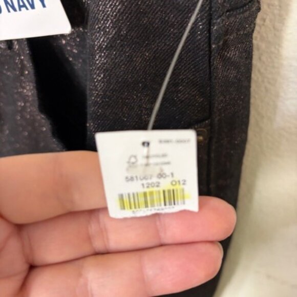 Old Navy High Waist Black Shine OG Loose Women's 12 Metallic Sheen NEW - Picture 6 of 6